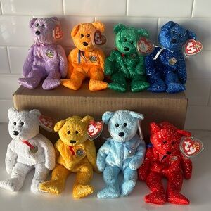Lot of 8, 10th anniversary Beanie Babies